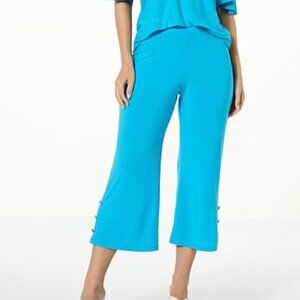 Curations x Debbie Denmon Black Pull On Flare Pants XS Gold Buttons